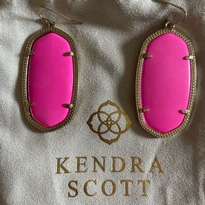 Kendra Scott Gold Elle Drop Earrings in Hot Pink